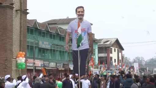 Rahul Gandhi hoisted the tricolor at Lal Chowk, his cutout was seen bigger than the national flag