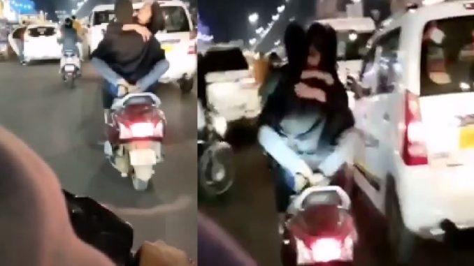 The girl openly climbed on top of the boy on the scooty, then started dirty acts, was ashamed to see...