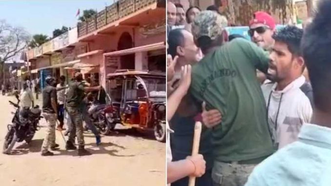 Brutality of Bihar Police, Army jawan was beaten with a stick in the middle of the road; There was an argument during the vehicle investigation