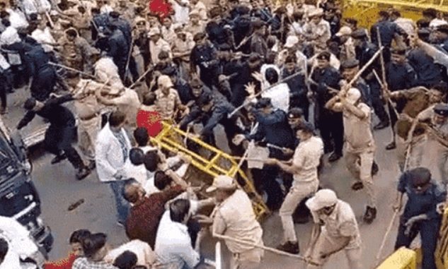 In Jaipur, the police beat the doctors fiercely, tore their clothes