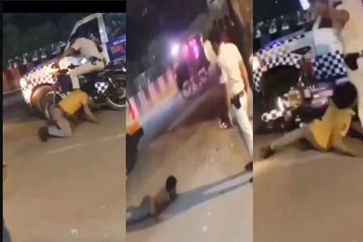 The boy became such a snake, even the policeman sitting on the bike ran away in fear. watch video
