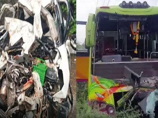 Innova and bus collided face to face at a speed of 100, 10 people died after getting trapped inside, people were shocked to see