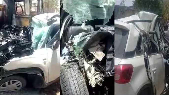 Luxury car worth Rs 18 lakh was torn to shreds, husband and wife stuck on the seat, the scene was horrifying