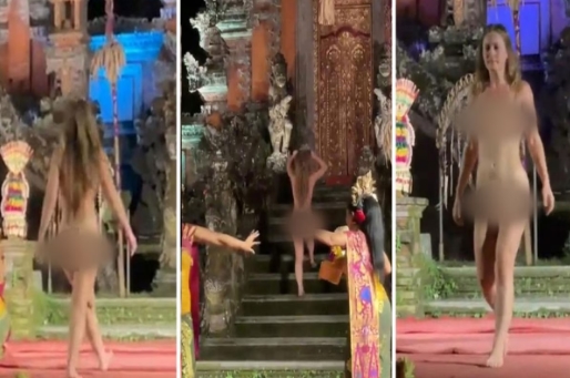 German girl stripped naked in the temple, people were shocked