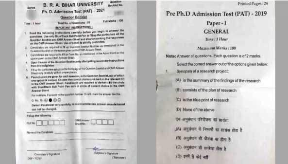 Big game in PhD Admission Test of Bihar University, exactly asked questions of 2019; the answer choices didn't change either