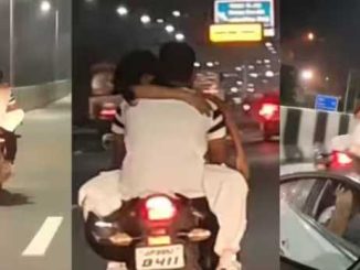 The high speed of the bike and the girl wrapped around the neck, NH's love became expensive