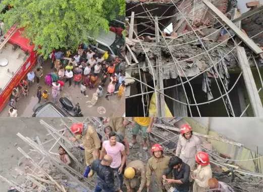 Big accident amid rain, second floor of a building collapsed, many people trapped