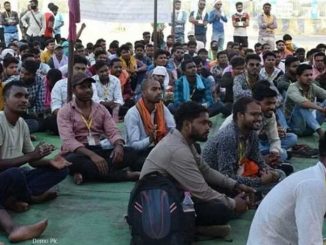 Contract workers open front in Chhattisgarh, sit on strike, state level agitation in Raipur on July 10