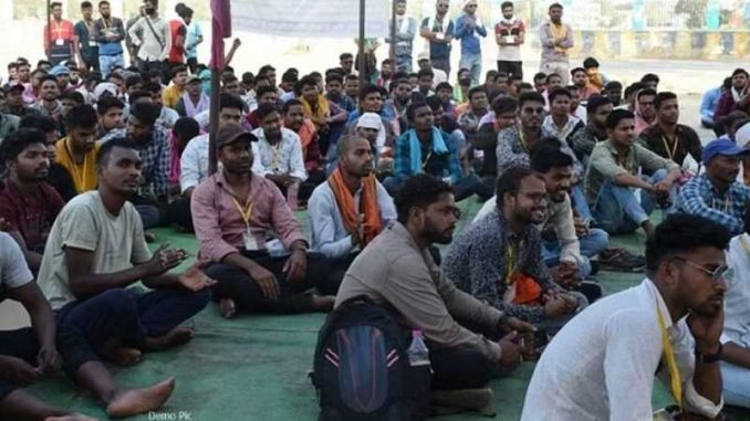 Contract workers open front in Chhattisgarh, sit on strike, state level agitation in Raipur on July 10