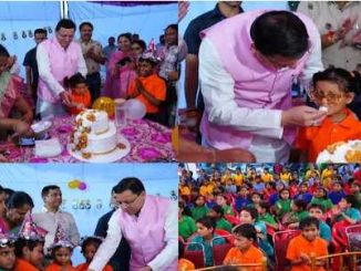 CM Pushkar Dhami celebrated birthday among destitute children, cut cake, fed food with his own hands