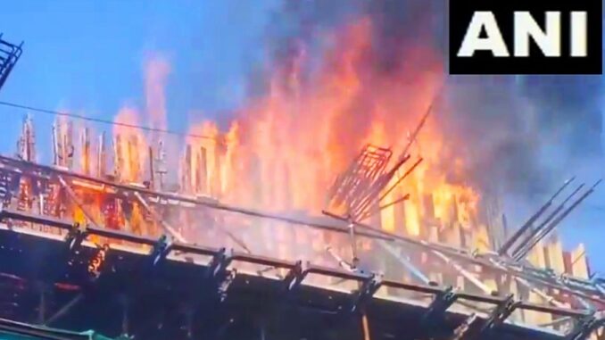 Just now: A massive fire broke out in the under construction RRTS station in Meerut, creating chaos.