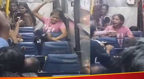 Slipper fight broke out openly, women fought in a moving bus; Video viral