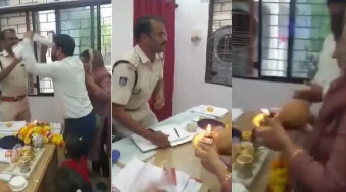 Madhya Pradesh: Unique method of protest…Police could not catch the thief, husband and wife went to the police station and performed Aarti of SHO