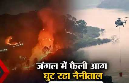 Such a fire was not seen before in Nainital... Forests are burning on every road, high alert issued, water being rained from helicopters.