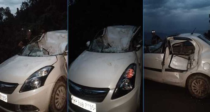 A stone fell from a mountain on a moving car in Himachal, three injured including two women, Mandi