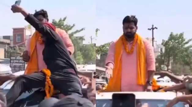 During the road show in Bihar, fans taunted Pawan Singh, broke the glass of a car worth crores.