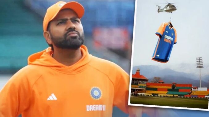 Team India's new jersey launched from helicopter, Rohit-Jadeja were surprised to see, watch video