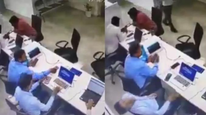 Bank employee dies while sitting on chair in office in UP, live video of death goes viral