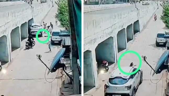 The girl jumped 10 feet in the air after being hit by a car: while trying to escape, the car ran over the innocent, watch the painful video