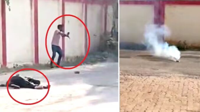 After shooting the girl, the maniac kept sitting with the weapon near him, police had a tough time catching him