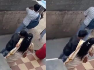 A couple started romancing at the bus stand, people got angry at the couple.