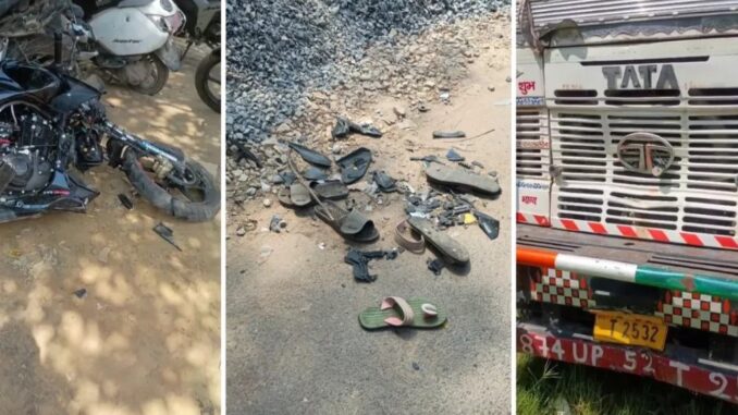 Horrible accident while making reels on the road, three people got stuck on the road and trembled