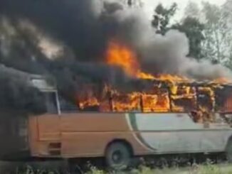A moving roadways bus in Uttar Pradesh burst into flames, causing outcry and cries, reducing it to ashes in a moment.