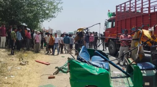 Major Accident on Highway: Auto-Rickshaw Collides with DCM Truck; 3 Dead, Including a Couple