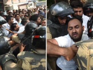 Police unleash heavy lathi-charge on lawyers in Lucknow; bulldozers deployed against illegal chambers.
