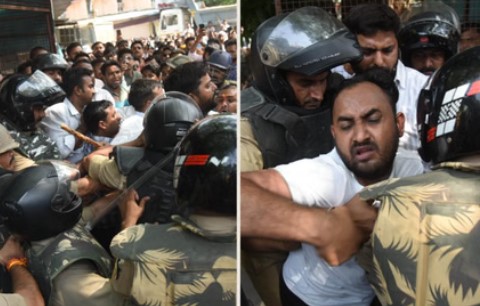 Police unleash heavy lathi-charge on lawyers in Lucknow; bulldozers deployed against illegal chambers.