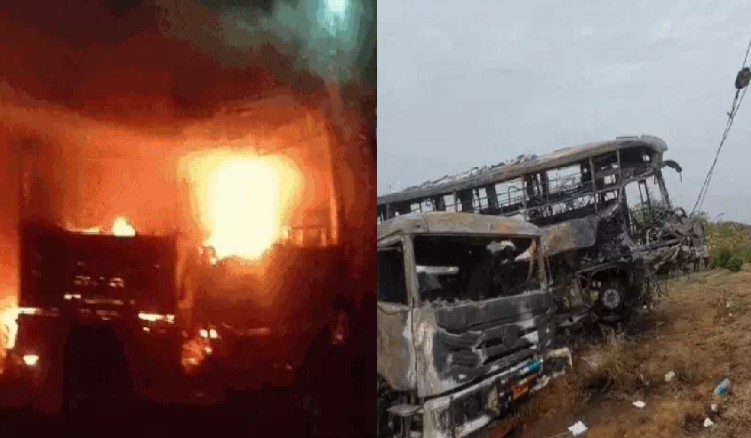 बस-ट्रेलर भिड़े, 8 की मौत, डीएनए से होगी पहचानः फंसे थे 40 पैसेंजर्स-मचा हाहाकार बस-ट्रेलर भिड़े, 8 की मौत, डीएनए से होगी पहचानः फंसे थे 40 पैसेंजर्स-मचा हाहाकार